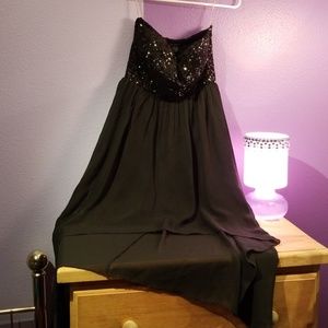 Black sequin high-low dress